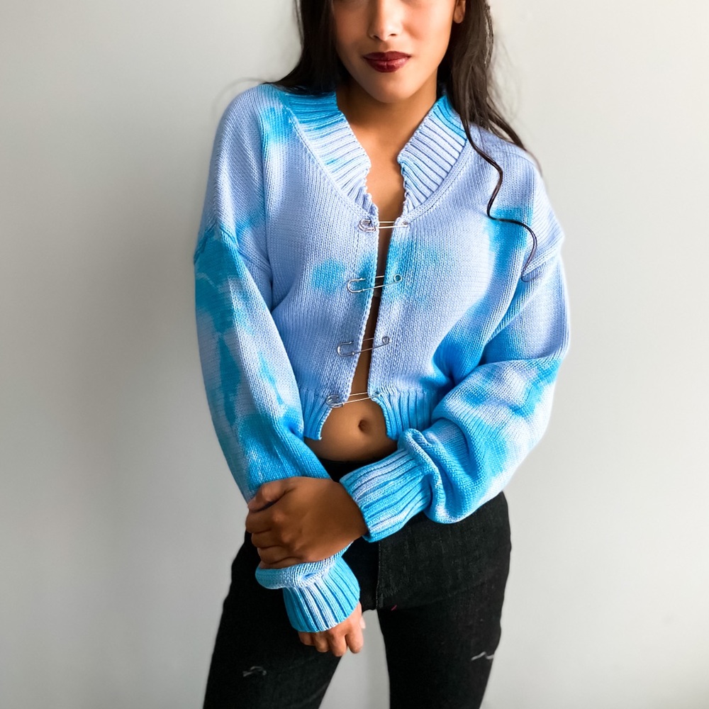 TIE DYE SAFTEY PIN KNIT SWEATER